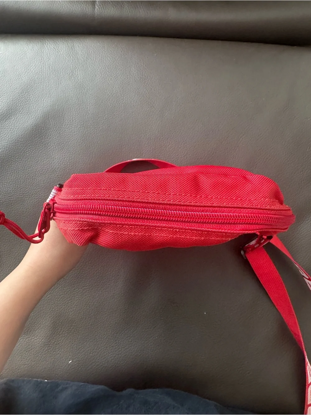 Supreme Red Messenger Crossbody Bag with Branded Strap